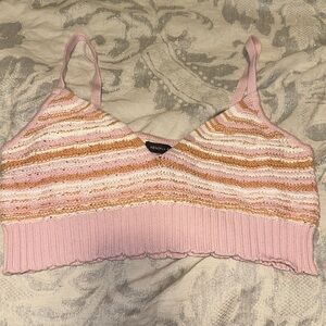 NWT Kendall & Kylie Pink, Orange & White Knit Sweater Crop Top‎